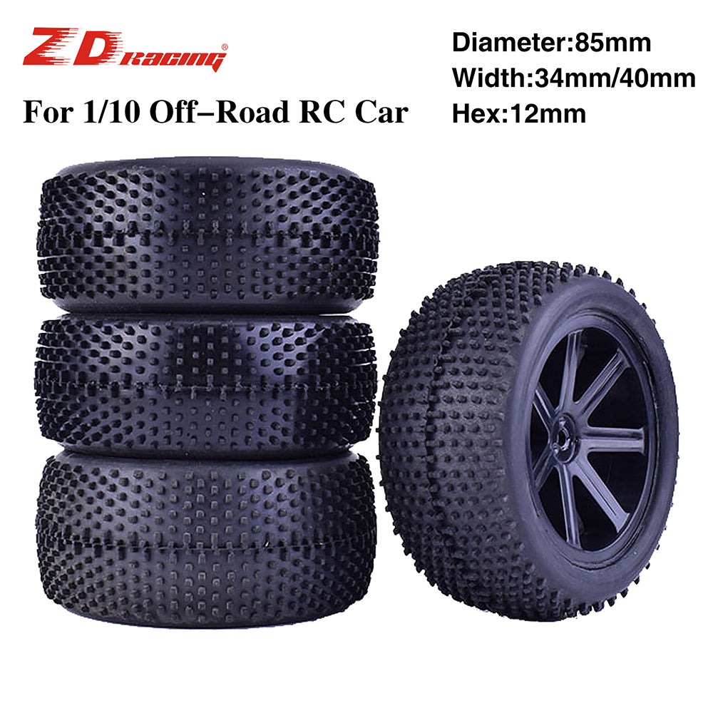 1/10 Off-Road RC Buggy Wheels & Tires (2 Pairs)