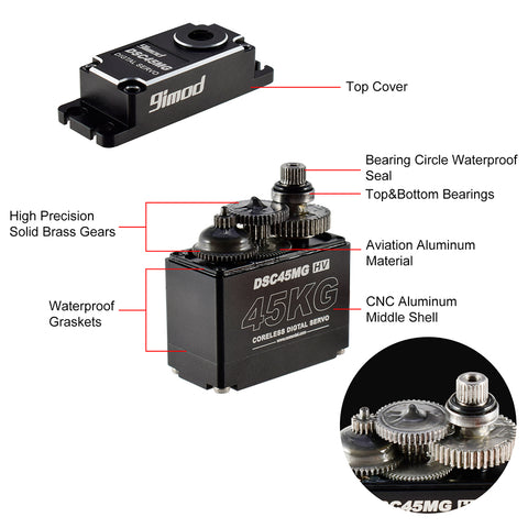 9imod DSC45MG 45KG Waterproof HV Digital Servo (2 Pack)