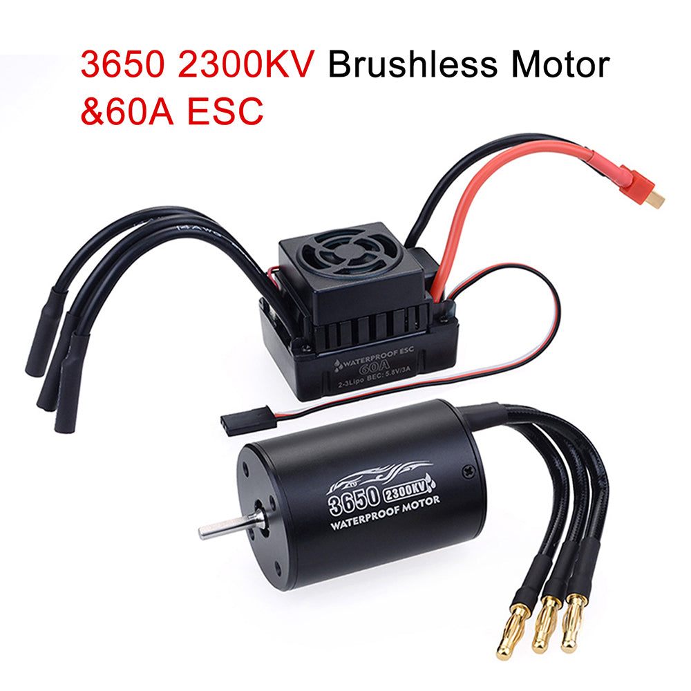 SURPASS HOBBY 3650 3100KV Brushless Motor + 60A Waterproof ESC Combo for 1/10 RC Car