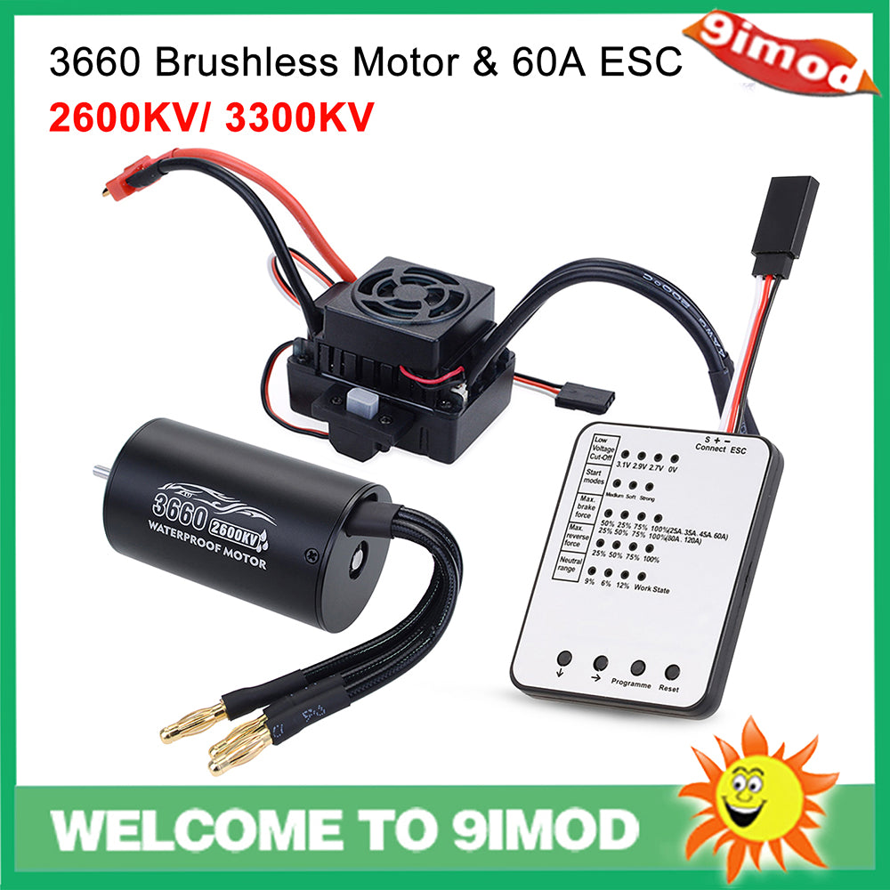 9imod 3660 Waterproof 4-Pole Sensorless Brushless Motor 3300KV 3.175mm