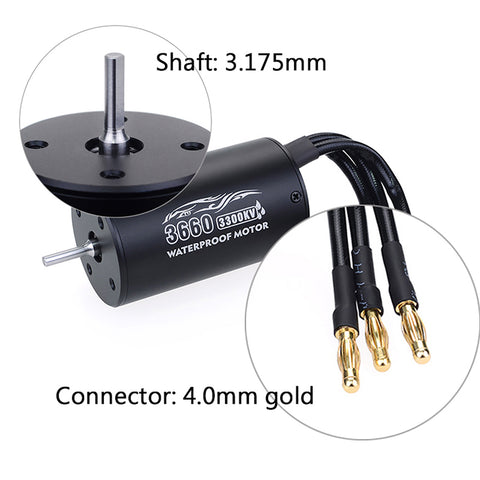 9imod 3660 Waterproof 4-Pole Sensorless Brushless Motor 3300KV 3.175mm