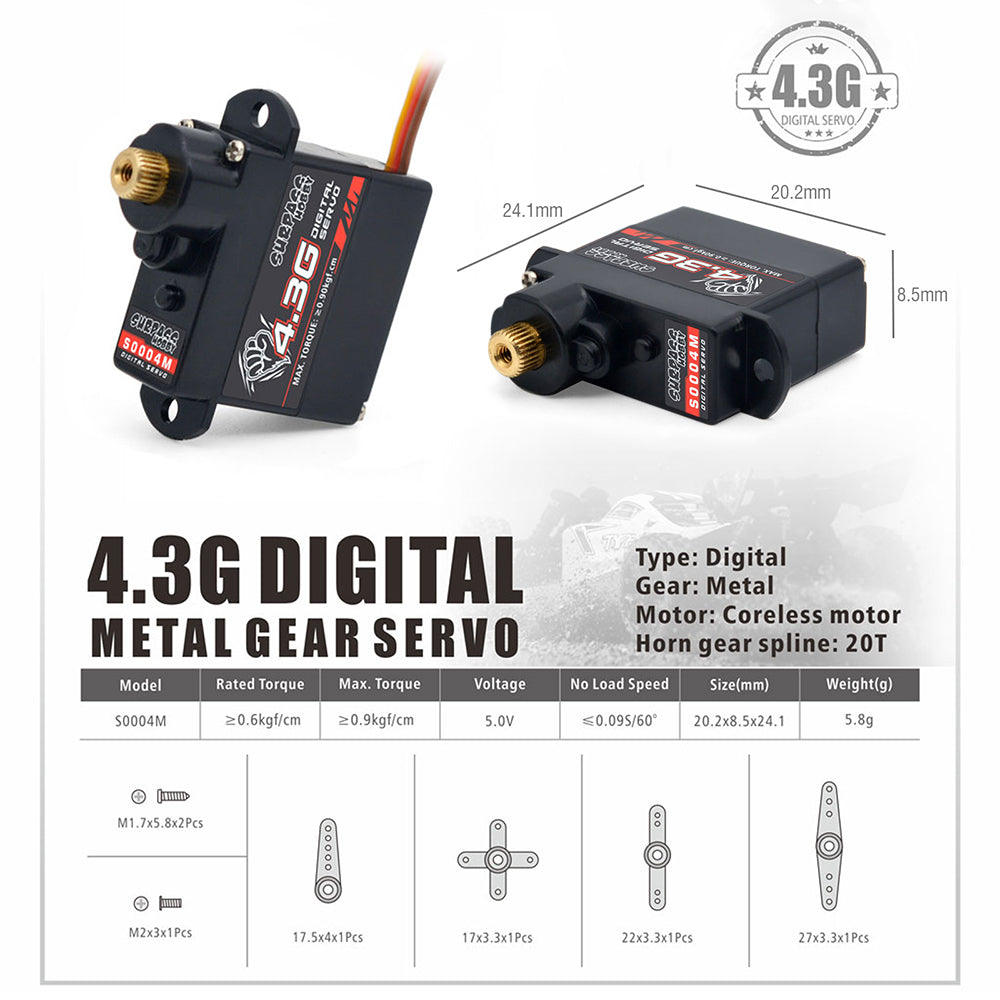 Digital Servo - Surpass Hobby S0004M 4.3g Metal gear digital ...