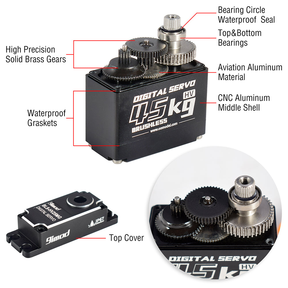 9IMOD HV45MG Metal Gear Brushless HV Waterproof Servo - 45KG