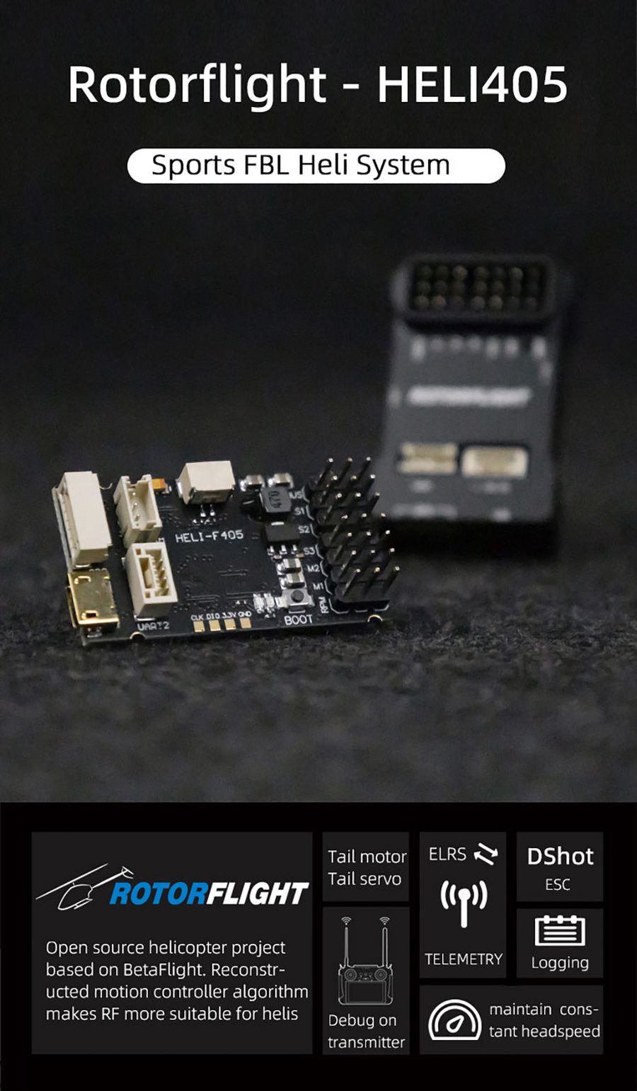 RF Helicopter 3D Flight Controller Gyro Rotorflight PIX H1 K8 MB