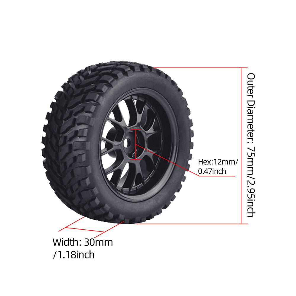 1/10 RC On-Road Buggy Tires with Foam Inserts (Flag Pattern)