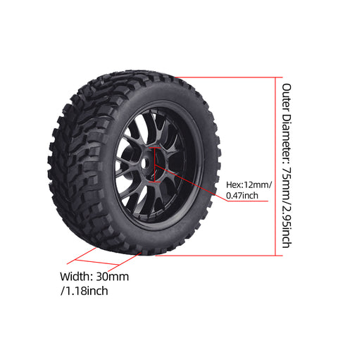 1/10 RC On-Road Buggy Tires with Foam Inserts (Flag Pattern)