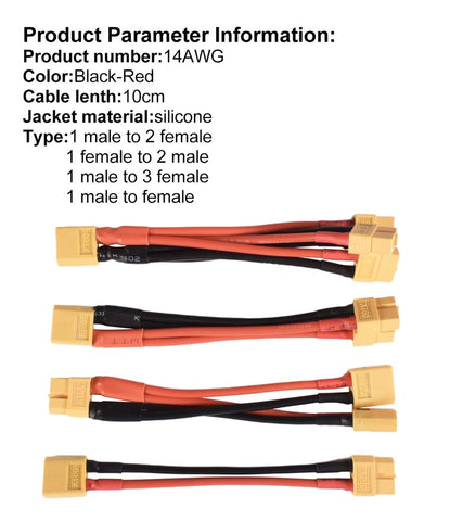 Airplane Parts XT60 Connector 14Awg Silicone Wire RC Battery ESC