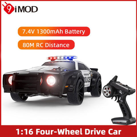 9IMOD 1:16 RC Car 35KM/H High Speed Vehicle RGB Light Dual Replace Tires Racing Drift Car SG-1614 Remote Control Muscle Police Car