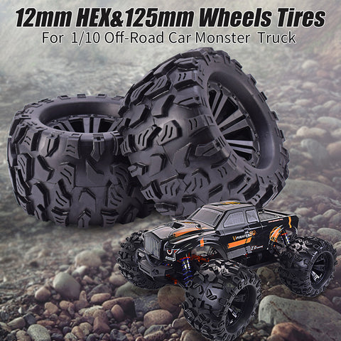ZD Racing 1/10 Monster Truck Wheels & Tires with 12mm Hex (2 Pairs)
