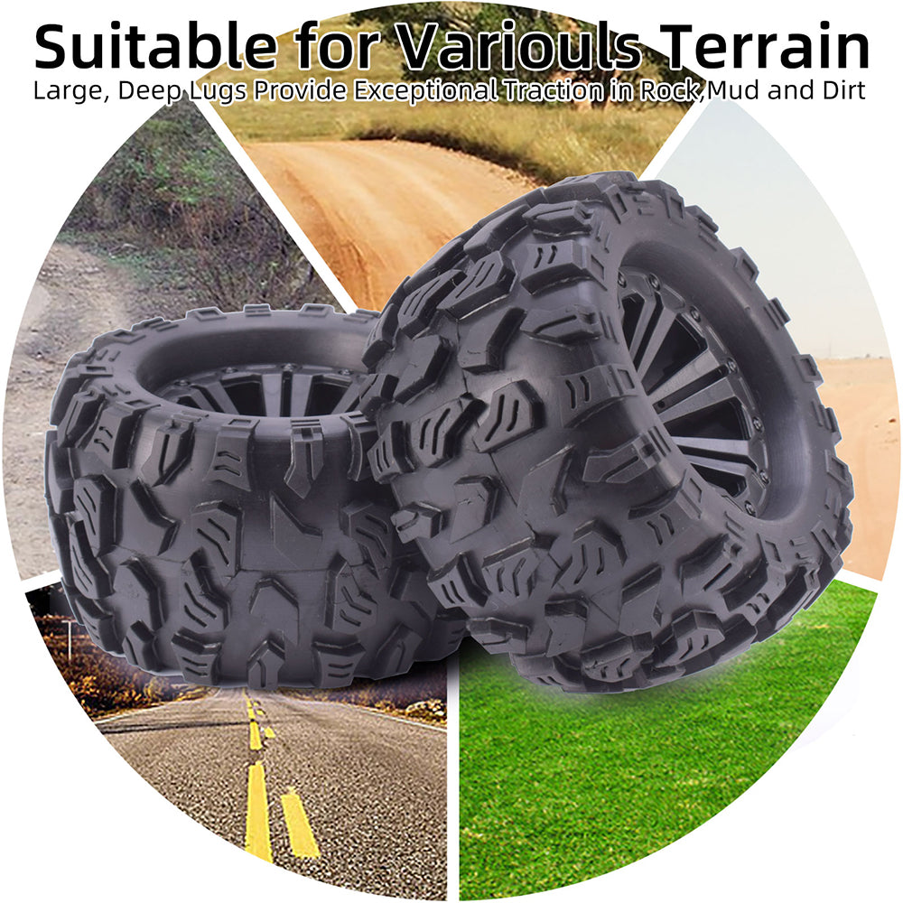 ZD Racing 1/10 Monster Truck Wheels & Tires with 12mm Hex (2 Pairs)