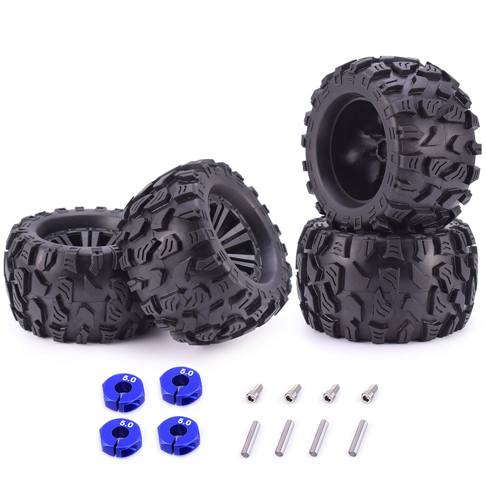 ZD Racing 1/10 Monster Truck Wheels & Tires with 12mm Hex (2 Pairs)