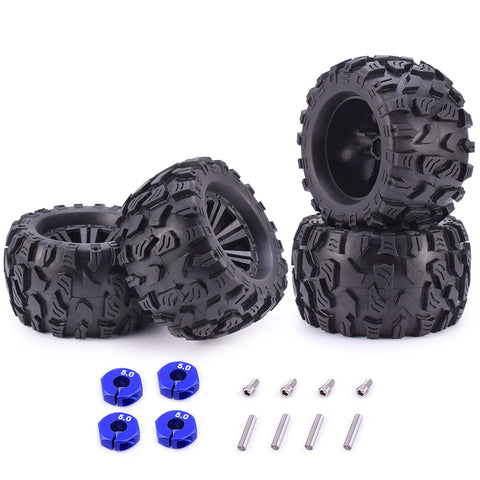 ZD Racing 1/10 Monster Truck Wheels & Tires with 12mm Hex (2 Pairs)