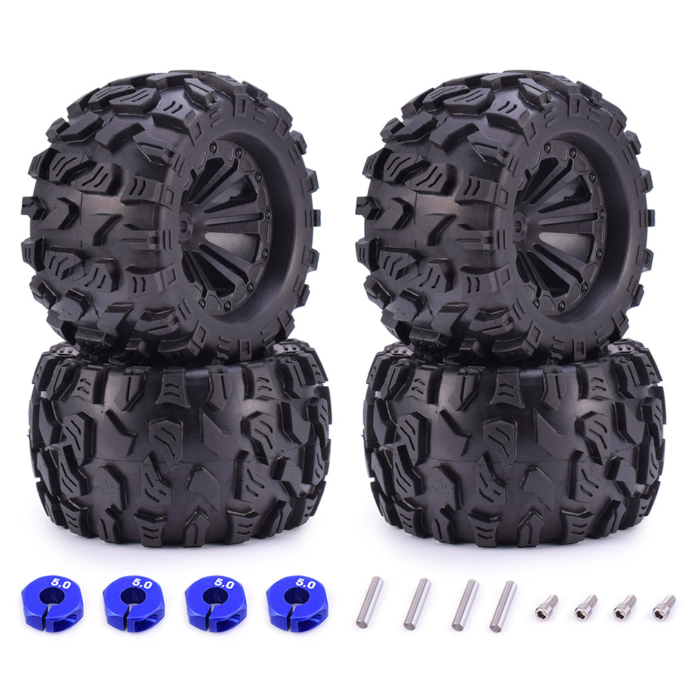 ZD Racing 1/10 Monster Truck Wheels & Tires with 12mm Hex (2 Pairs)