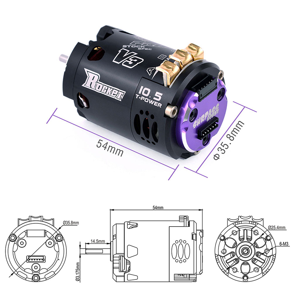 ROCKET-RC 540 V3 Sensored Competition Brushless Motor