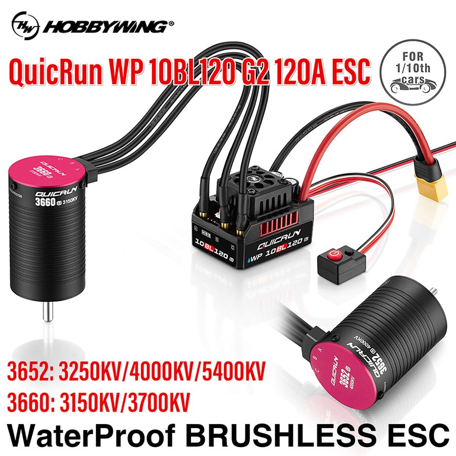 Hobbywing QuicRun WP 10BL120 G2 ESC +3652SL/3660SL Motor
