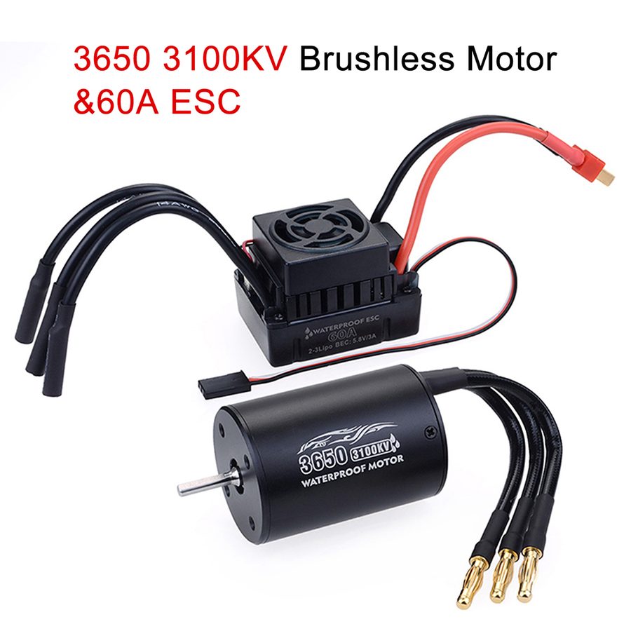 Waterproof 3650 2300KV 3100KV 3900KV Brushless Motor 60A ESC