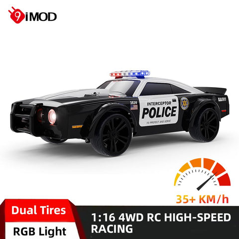 9IMOD 1:16 RC Car 35KM/H High Speed Vehicle RGB Light Dual Replace Tires Racing Drift Car SG-1614 Remote Control Muscle Police Car
