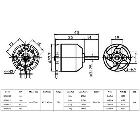 9imod D2830 1300KV Outrunner Brushless Motor