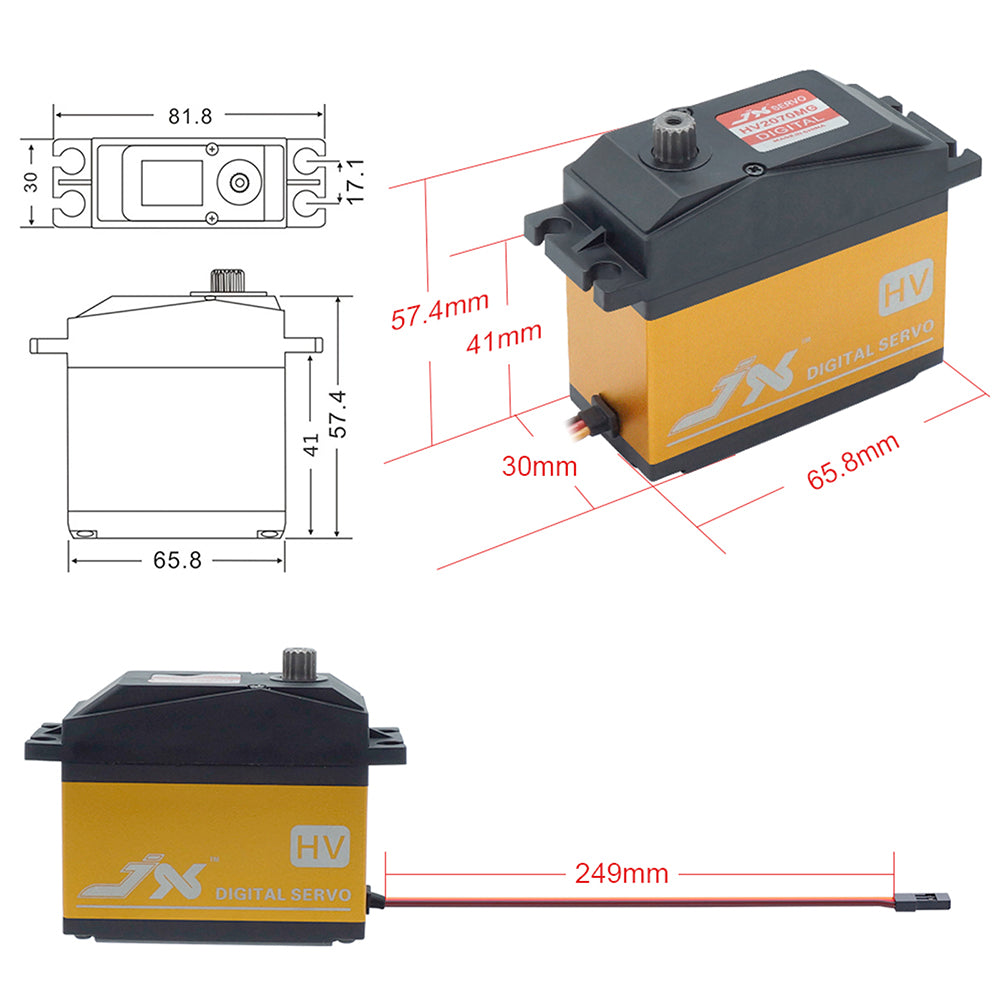 JX PDI-HV2060MG 60KG Metal Gear High-Voltage Digital Servo
