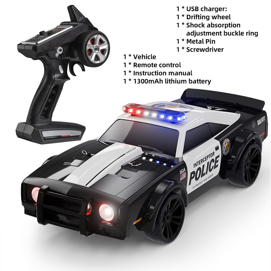 9IMOD 1:16 RC Car 35KM/H High Speed Vehicle RGB Light Dual Replace Tires Racing Drift Car SG-1614 Remote Control Muscle Police Car