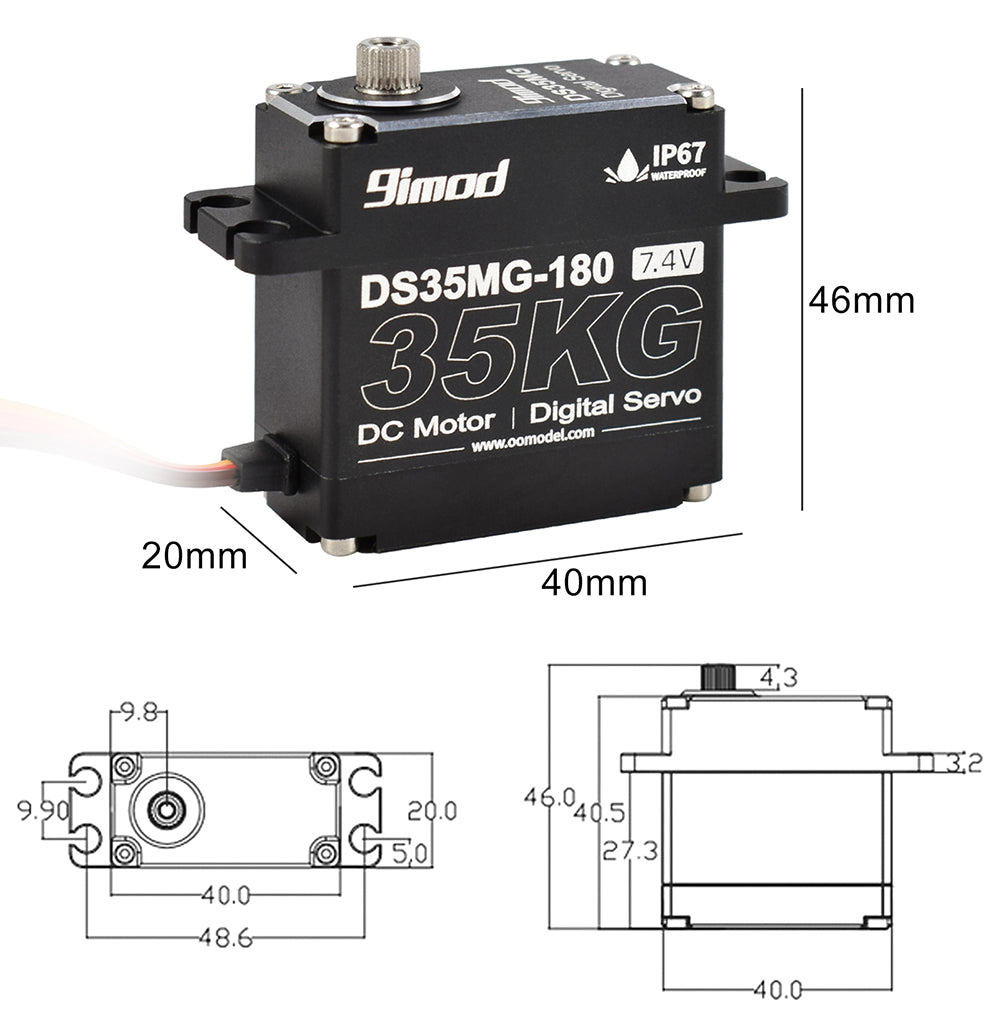9IMOD DS35MG Metal Gear Waterproof Digital Servo - 35KG, 180deg