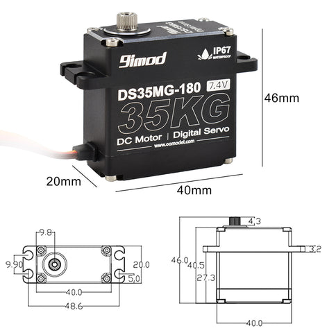 9IMOD DS35MG Metal Gear Waterproof Digital Servo - 35KG, 180deg