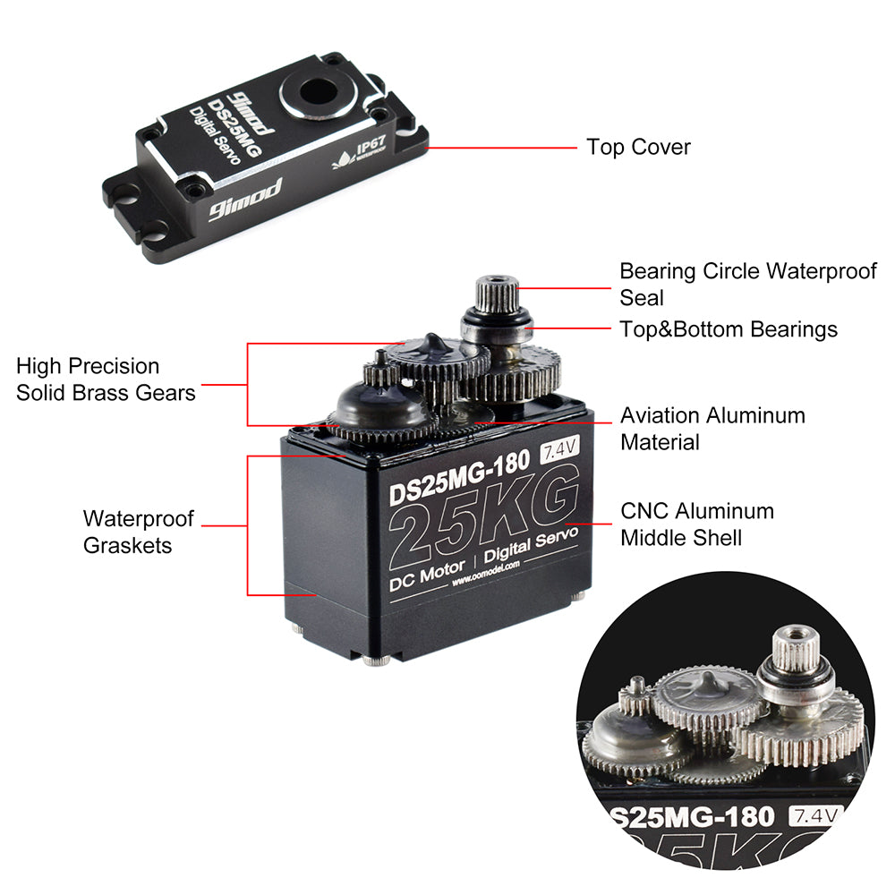 9IMOD DS25MG Metal Gear Waterproof Digital Servo - 25KG, 180deg