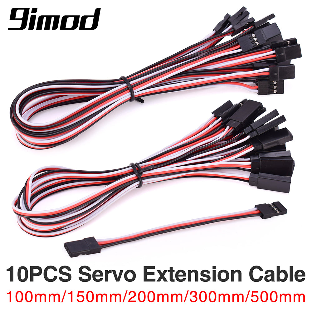10-Pack 500mm Servo Extension Cable - JR/Futaba Male to Female, 22AWG