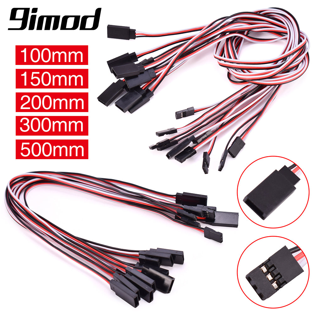 10-Pack 500mm Servo Extension Cable - JR/Futaba Male to Female, 22AWG