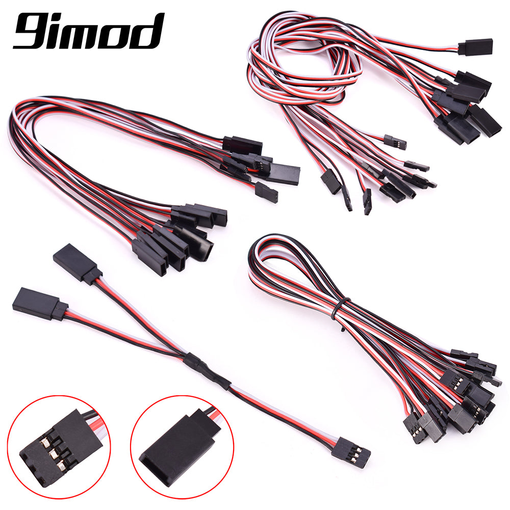 10-Pack 500mm Servo Extension Cable - JR/Futaba Male to Female, 22AWG