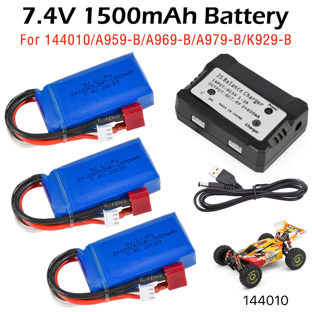 2S 7.4V 1500mAh LiPo Battery for WLtoys XK 144010 A959-B A969-B A979-B