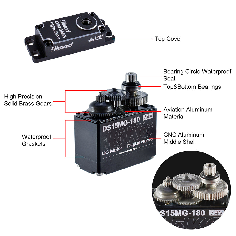 9IMOD DS15MG Metal Gear Waterproof Digital Servo - 15KG