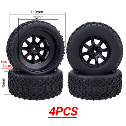 ZD Racing 4-Pack Short Course Tires with 12mm Hex for 1/10 RC SCT