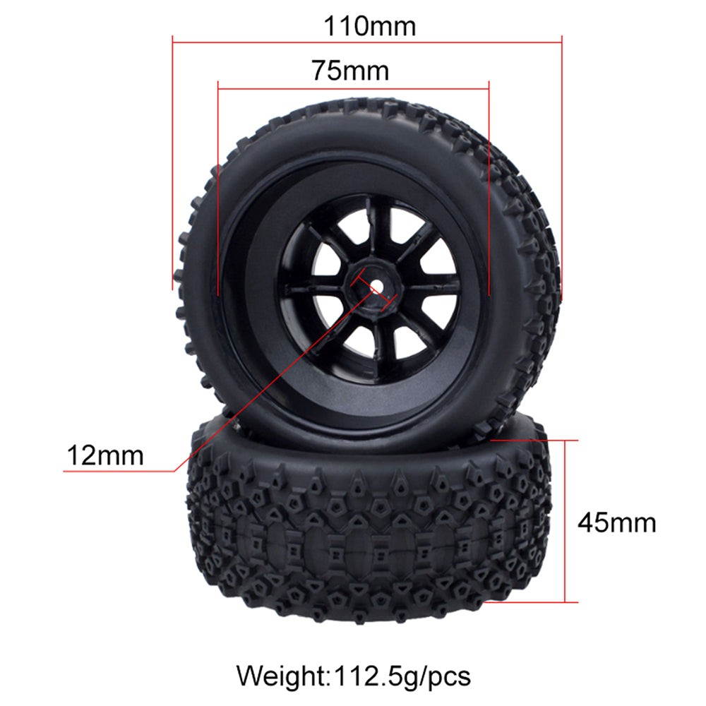 ZD Racing 4-Pack Short Course Tires with 12mm Hex for 1/10 RC SCT