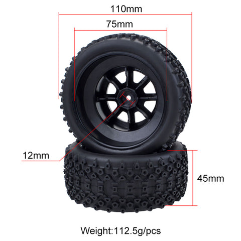 ZD Racing 4-Pack Short Course Tires with 12mm Hex for 1/10 RC SCT