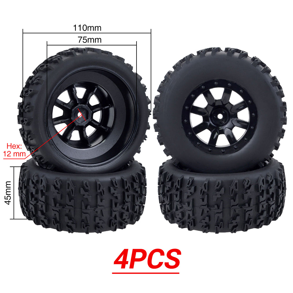 ZD Racing 4-Pack Short Course Tires with 12mm Hex for 1/10 RC SCT