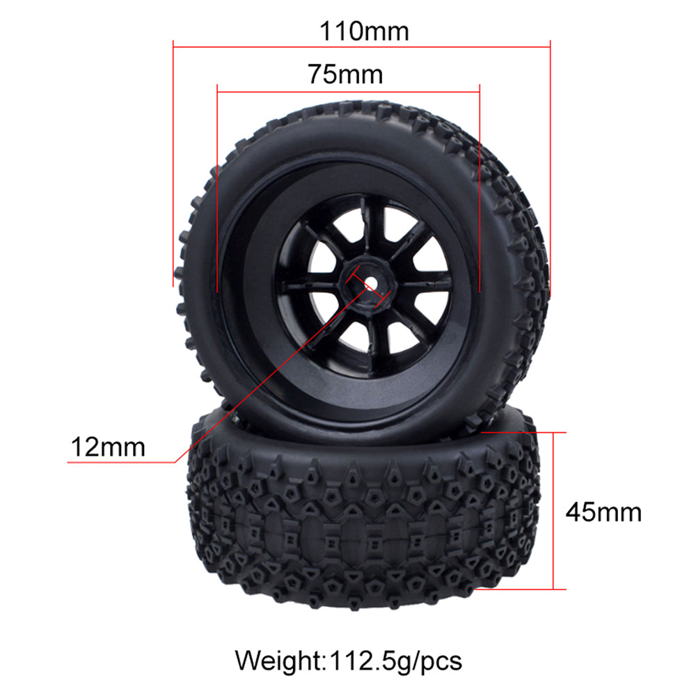 ZD Racing 4-Pack Short Course Tires with 12mm Hex for 1/10 RC SCT