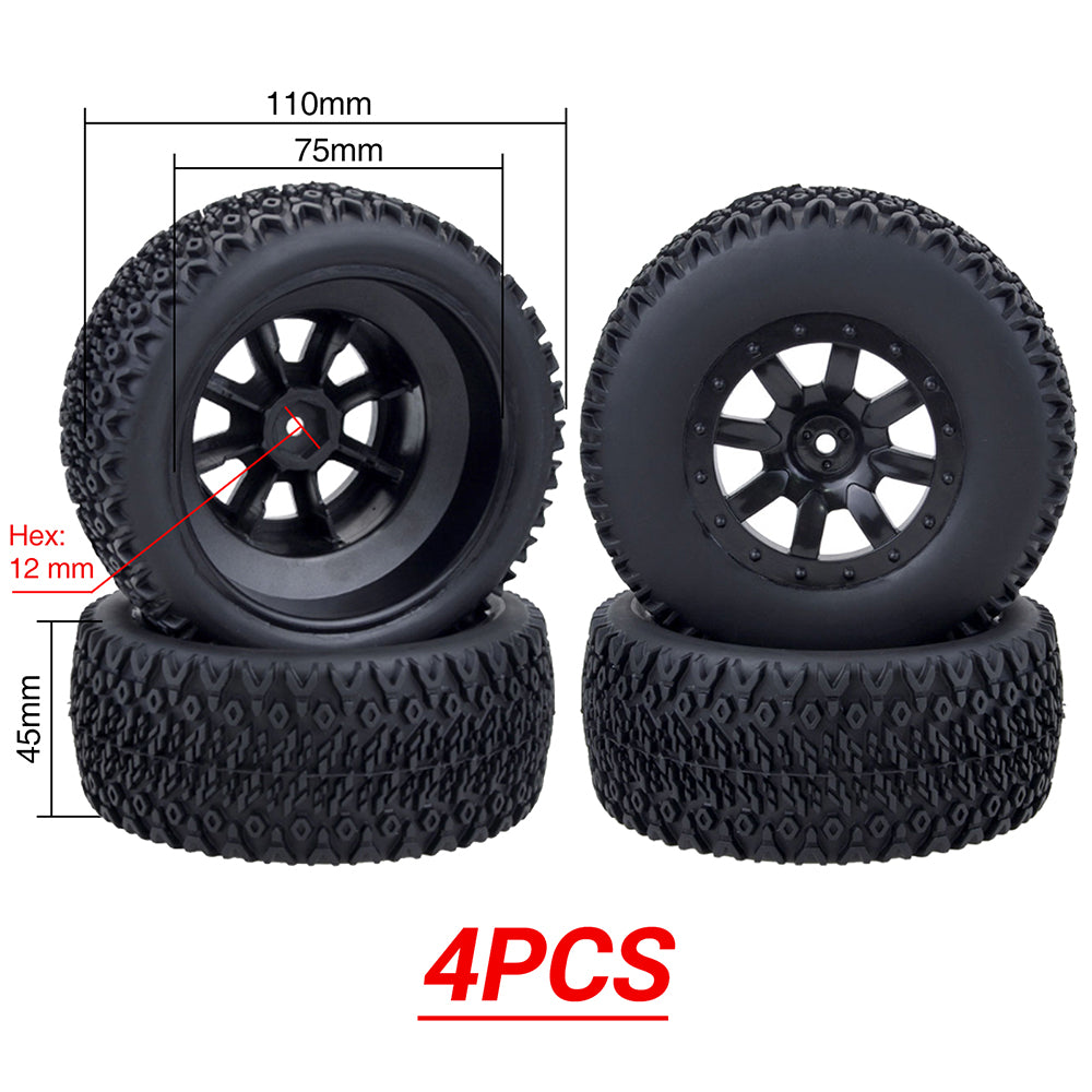 ZD Racing 4-Pack Short Course Tires with 12mm Hex for 1/10 RC SCT