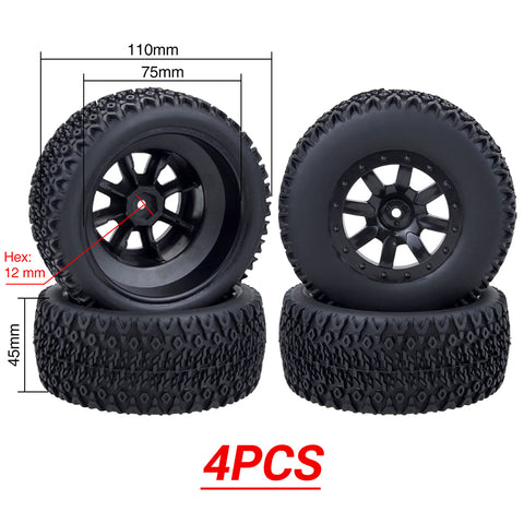 ZD Racing 4-Pack Short Course Tires with 12mm Hex for 1/10 RC SCT