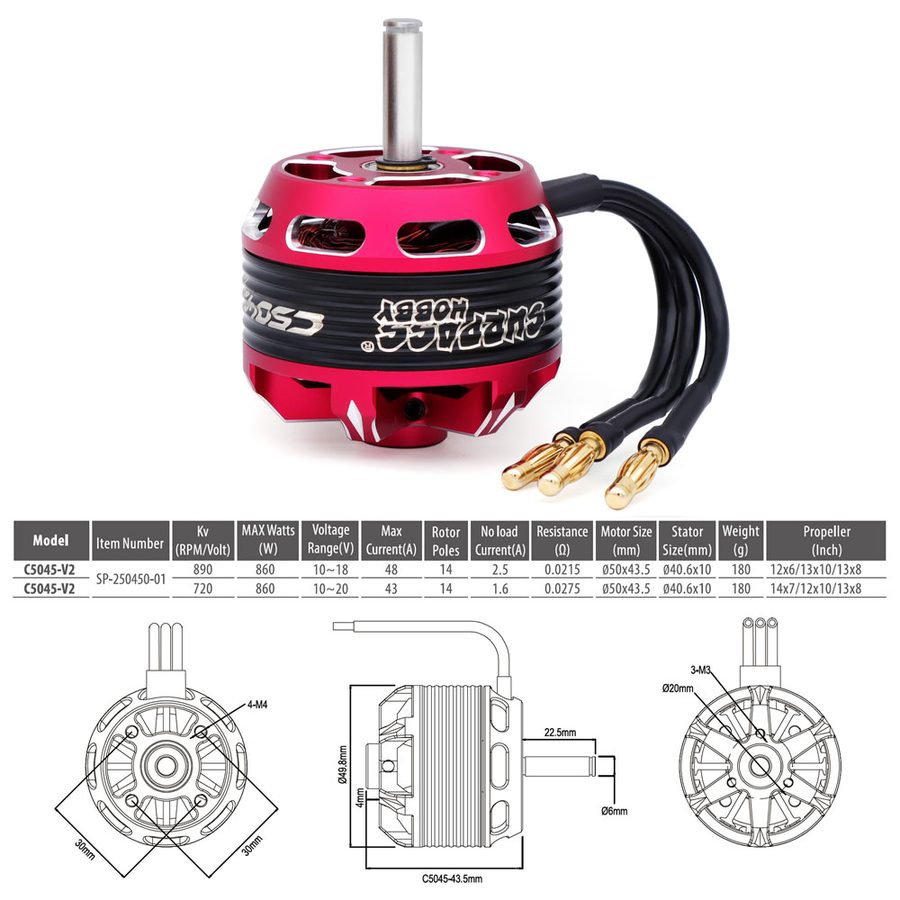 Surpass Hobby Fixed-Wing V2 C50 Series Motor ESC Combo