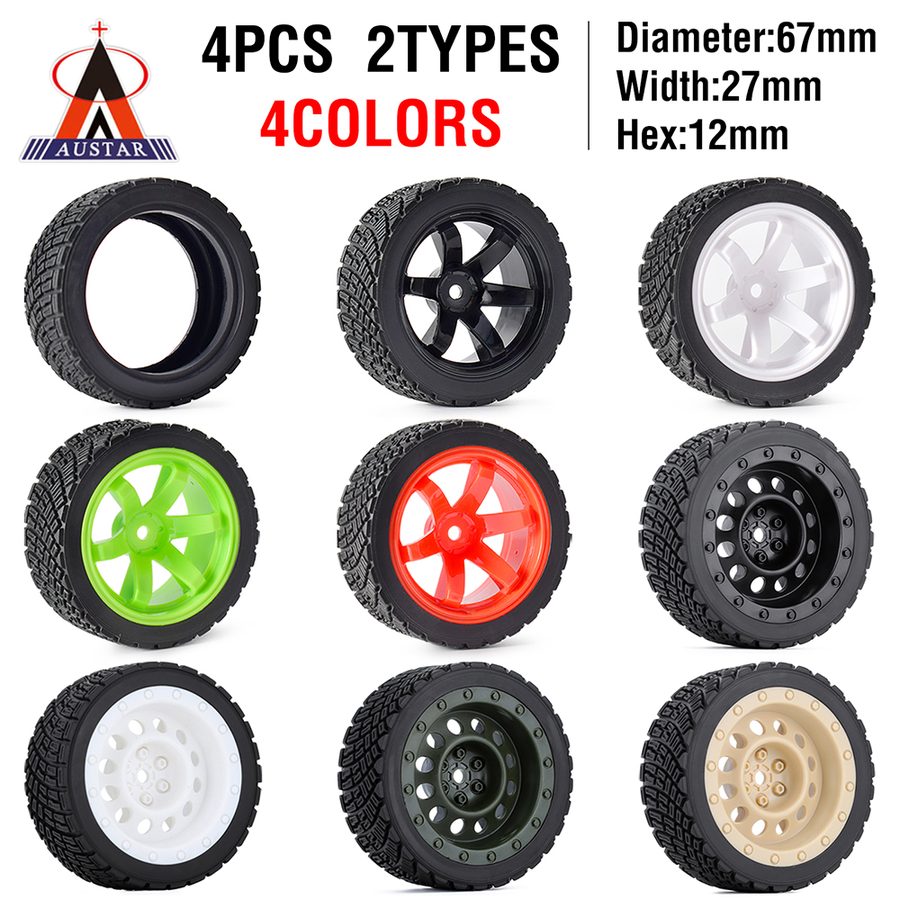 AUSTAR 1/10 RC Rally Tires 67mm 12mm Hex 4Pcs for HPI Tamiya