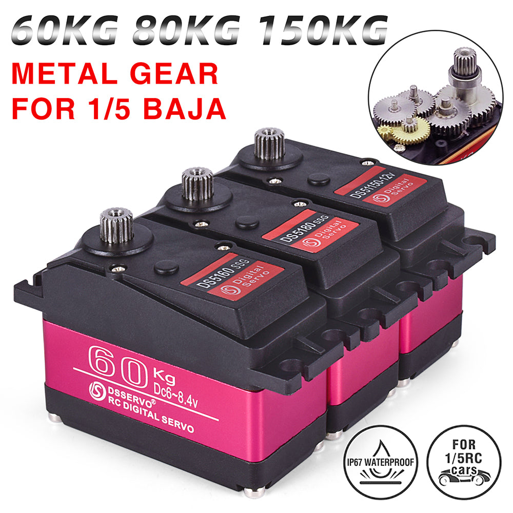 SURPASS HOBBY 60KG/80KG/150KG HV High Torque Servo 180°/270° for 1/5 RC Car