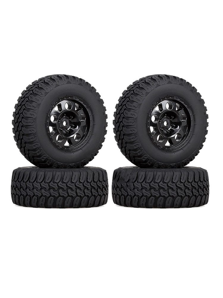 AUSTAR 1/10 4PCS Rubber Tires & Wheel Rim Set (110×44mm / 112×46mm)