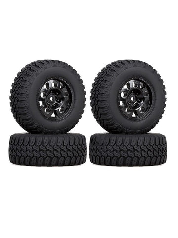 AUSTAR 1/10 4PCS Rubber Tires & Wheel Rim Set (110×44mm / 112×46mm)