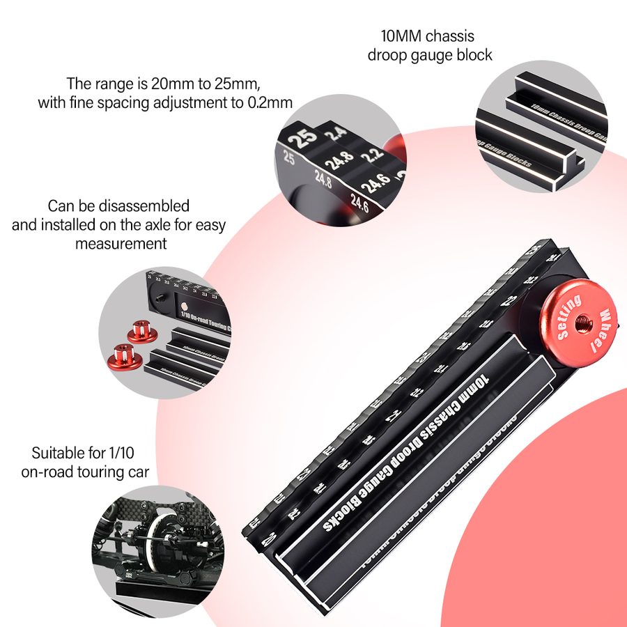 9IMOD RC Height Ruler Tool 20-25mm Ruler 10mm Chassis Droop Blocks