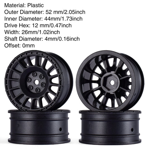 AUSTARHOBBY 1/10 Rally Car Wheel Rims - 4-Pack 12mm Hex 26mm Width