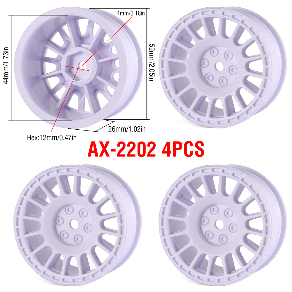 AUSTARHOBBY 1/10 Rally Car Wheel Rims - 4-Pack 12mm Hex 26mm Width