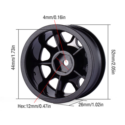 AUSTARHOBBY 1/10 Rally Car Wheel Rims - 4-Pack 12mm Hex 26mm Width