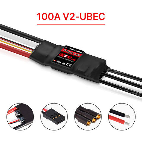 HOBBYWING Skywalker V2 Brushless ESC 20A 30A 40A 50A 60A 80A 100A