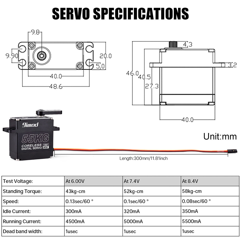 9imod DSC55MG 55KG Metal Gear Digital High-Voltage Waterproof Servo